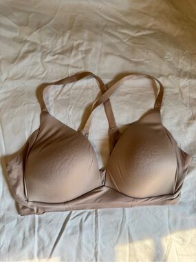 Sunnie Wireless Aerie Bra 36D Nude Beige Full Coverage Padded Racerback